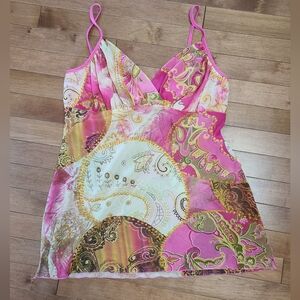 Vtg Y2K Poet by I.C.U. Patchwork Paisley Babydoll Cami Top - Large
